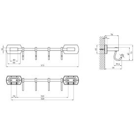 Крючок для ванной Kroner KRM Graz-GRP95618-4 с 4 крючками цинк графит CV035534