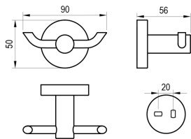 Крючок для ванной Ravak Kona KN 100 двойной графит матовый X07P1326