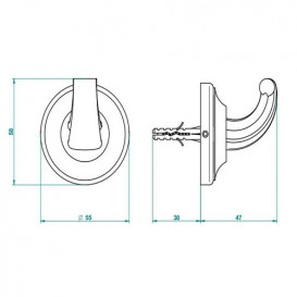 Гачок для ванної THG Savannah одинарний золото/білий G52 D03 00508