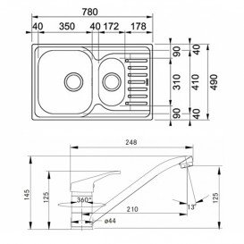 Кухонна мийка Franke Polar PXL 651-78 декор і змішувач Narew 35 Plus нержавіюча сталь 101.0444.132