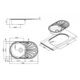 Кухонная мойка овальная Apell Circum LEFT с донным клапаном и сифоном нержавеющая сталь Matt CI78ILPC