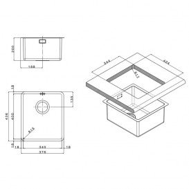 Кухонна мийка прямокутна Apell Ferrara Plus вбудована під стільницю з сифоном нержавіюча сталь Вrushed FEM34UBC