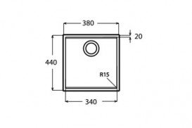 Кухонна мийка прямокутна Apell Ferrara Plus вбудована під стільницю з сифоном нержавіюча сталь Вrushed FEM34UBC