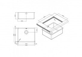 Кухонна мийка прямокутна Apell Ferrara Plus вбудована під стільницю з сифоном нержавіюча сталь Вrushed FEM50UBC