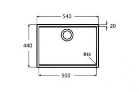 Кухонна мийка прямокутна Apell Ferrara Plus вбудована під стільницю з сифоном нержавіюча сталь Вrushed FEM50UBC