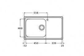 Кухонная мойка прямоугольная Apell Melodia LEFT с донным клапаном и сифоном нержавеющая сталь Brushed MLG861ILBC