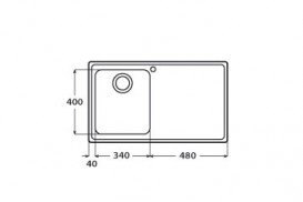 Кухонна мийка прямокутна Apell Torino RIGHT з донним клапаном і сифоном нержавіюча сталь Brushed TO861IRBC