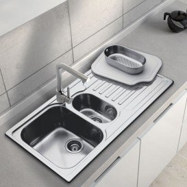 Кухонна мийка прямокутна Apell Venezia RIGHT з донним клапаном і сифоном нержавіюча сталь Brushed VE1002IRBC