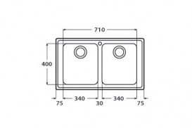 Кухонна мийка прямокутна подвійна Apell Torino з донним клапаном і сифоном нержавіюча сталь Brushed TO862IBC