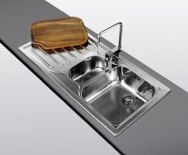 Кухонна мийка прямокутна подвійна Apell Torino LEFT з донним клапаном і сифоном нержавіюча сталь Brushed TO1002ILBC