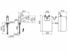 Кухонный смеситель однорычажный ORAS Safira с водонагревателем 1023F