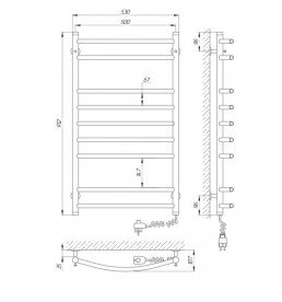 Електричний полотенцесушитель Laris Класик П9 Е 530x900х30 драбинка хром 73207006