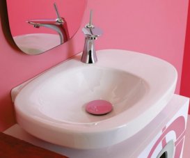 Раковина для ванної підвісна Laufen колекція Mimo біло-рожева H8105560451041