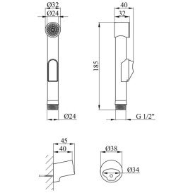 Лейка для гигиенического душа Kroner KRM C708 пластик хром CV023631
