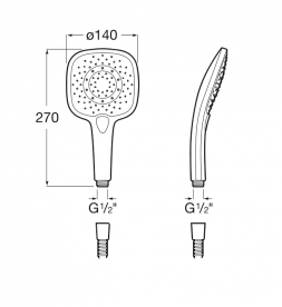 Лейка для ручного душа Roca Plenum SQUARE 3 режиму хром A5B1110C00
