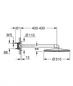 Лейка для верхнього душа Grohe Rainshower Smartactive 310 з тримачем графіт темний матовий 26475AL0