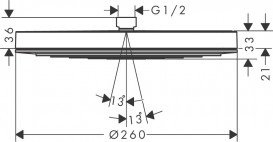 Лейка для верхнего душа Hansgrohe Pulsify EcoSmart 260 мм 1-режимная шлифованная бронза 24141140