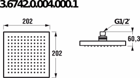 Верхній душ Jika Cubito 202х202 мм з кронштейном хром H3674200040001