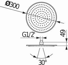 Лейка для верхнего душа Jika Cubito Ø 300 мм хром H3671X10042301