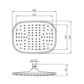 Лійка для верхнього душу Kroner Edelstahl Kubus-SCH704 265х195 мм пластик чорний CV031195
