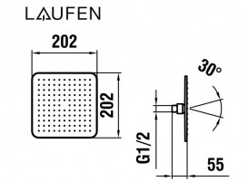 Лійка для верхнього душу Laufen 202х202 мм з RubiClean хром HF504720100000