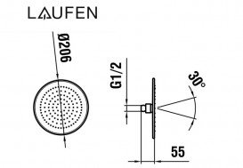 Лійка для верхнього душу Laufen ⌀206 мм 1 режим з RubiClean хром HF504729100000