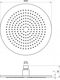 Лійка для верхнього душу Ravak ø 250 мм латунь графіт матовий X07P699