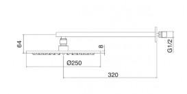 Верхний душ Treemme Xero Ø 25 см с кронштейном хром  2707CC01