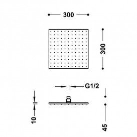Лійка для верхнього душу Tres 300х300 мм латунь рожеве золото 13413830OP