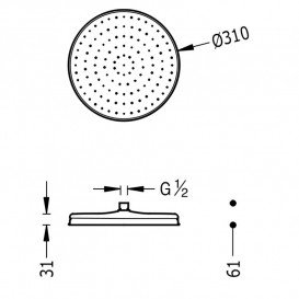 Лійка для верхнього душу Tres Ø 310 мм із шарніром сталь 29933703AC