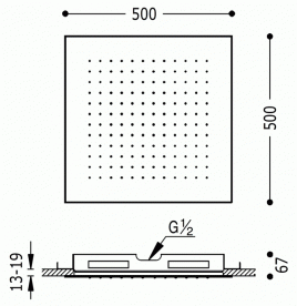 Лейка для верхнего душа Tres 500x500 мм квадратная хром 134951