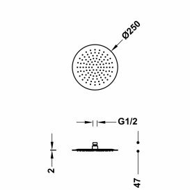 Лейка для верхнего душа Tres Inox Ø 250 мм с шарниром хром 134315003