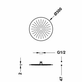 Лійка для верхнього душу Tres Inox Ø 300 мм із шарніром хром 134315005