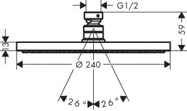 Лейка для верхнего душа с тропическим душем Hansgrohe коллекция Raindance S 240 1jet P хром 27623000