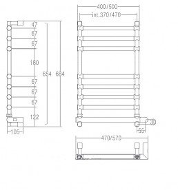 Электрический полотенцесушитель скрытый (BOX) Margaroli Sole 570х684х105 лесенка хром 564/8