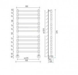 Водяной полотенцесушитель Margaroli коллекция Sole лесенка 530х1076х125 хром 464/11