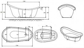 Ванна мраморная отдельностоящая Буль-Буль Lady Hamilton 173x82.5x64.5 белая 80174501
