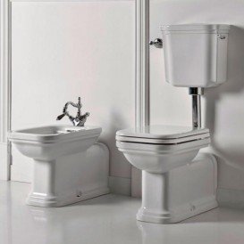 Механизм слива для низкого бачка Kerasan Waldorf/Retro с боковой ручкой белый/хром 754390