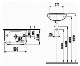 Міні-раковина для ванної Jika Deep 50х23 см отвір зліва білий H8156130001051