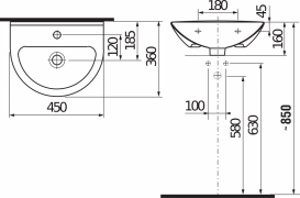 Міні-раковина для ванної Jika Mio 45х36 см кераміка білий H8157110001041