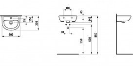 Мини-раковина для ванной Laufen Pro B 40х32 см подвесная белый H8159510001041