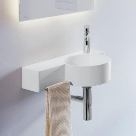 Міні-раковина для ванної Laufen Val 55х31,5 см з 1 отвором та полицею зліва кераміка білий матовий H8152847571141