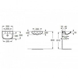 Мини-раковина для ванной подвесная Roca Debba 35х30 с одним отверстием под смеситель керамика белый A325999000