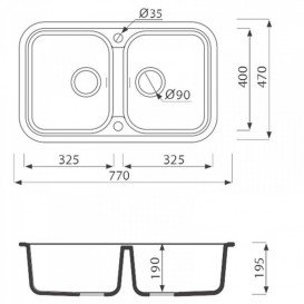 Мойка для кухни Adamant Twins 770х470 мм искусственный гранит ivory 4824296100508
