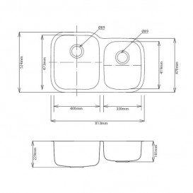 Мойка для кухни асимметричная Kraus Premier Outlast Microshield под столешницу нержавеющая сталь микродекор KBU24E