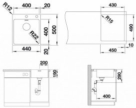 Мийка для кухні Blanco Andano 400-IF/ A 44х50 см нержавіюча сталь 525244