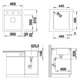 Мойка для кухни Blanco Dalago 45 46,5х51 см SILGRANIT® PuraDur® черный 525869