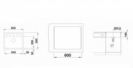 Мийка для кухні Blanco Dalago 6-F 60,5х50 см SILGRANIT® PuraDur® чорний 525875