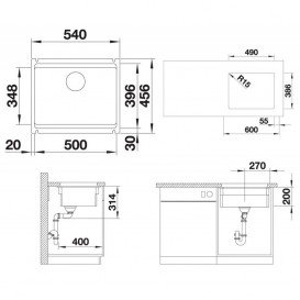 Мойка для кухни Blanco Etagon 500-U керамика PuraPlus™ базальт 525154