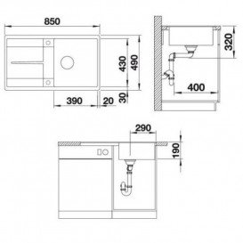 Мийка для кухні Blanco Metra 5 S-F 85х49 см SILGRANIT® PuraDur® м'який білий 527111